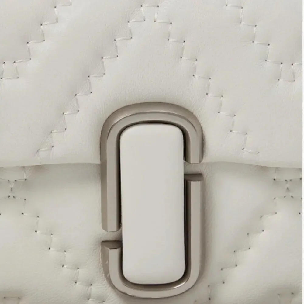 NWT! New Marc Jacobs J Marc Shoulder Bag -Quilted Lambskin leather -Cotton White